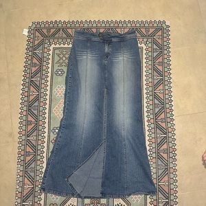Vintage Y2K Hot Kiss Denim Maxi Skirt